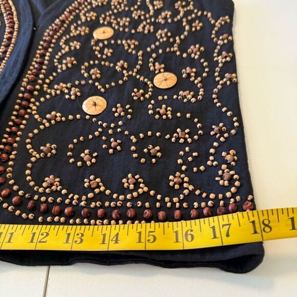 Vintage Tee-N-Tee Black Vest With Wooden Beads Sz M Boho, Cottagecore - Picture 6 of 10